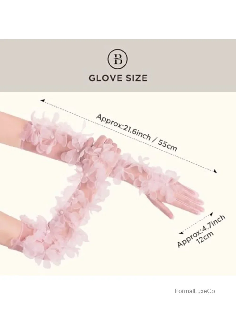Long Tulle Sheer Gloves with Pearls Floral Lace Sleeves for Wedding Bridal